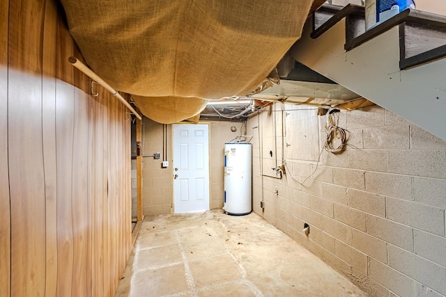 basement with water heater