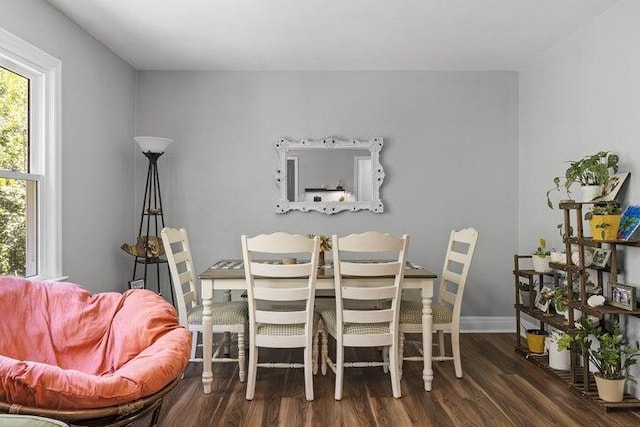 dining area with dark hardwood / wood-style floors