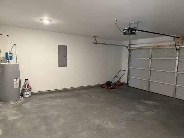119 Lindsell Rd, Athens, TN 37303 - garage with water heater, a garage door opener, electric panel, and baseboards