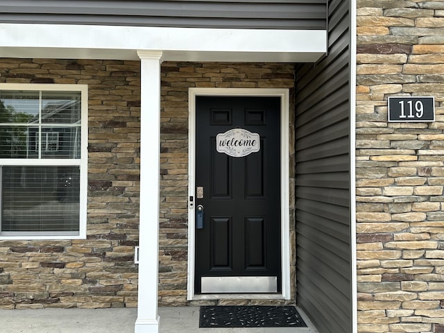 119 Lindsell Rd, Athens, TN 37303 - doorway to property featuring stone siding