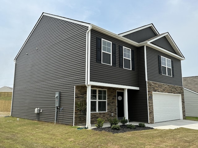119 Lindsell Rd, Athens, TN 37303 - craftsman inspired home featuring an attached garage, a front yard, stone siding, and concrete driveway
