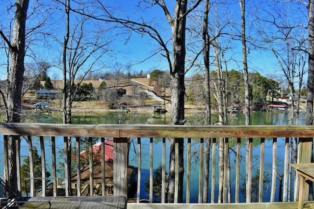 deck with a water view