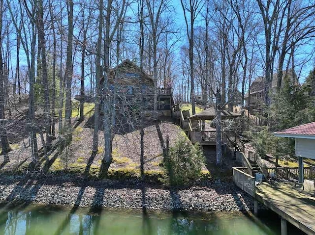 view of water feature featuring stairs