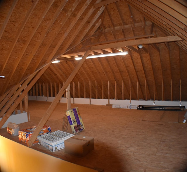 view of unfinished attic