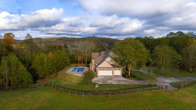 aerial view featuring a rural view