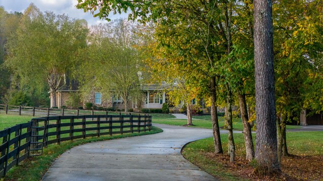 view of home's community with a lawn