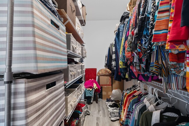 spacious closet with light hardwood / wood-style floors