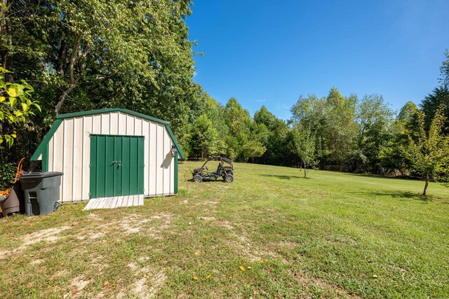 view of yard with a storage unit