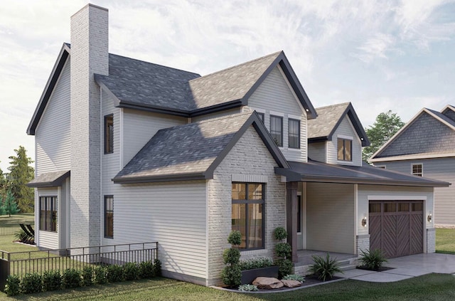 view of front of property with a porch and a front yard