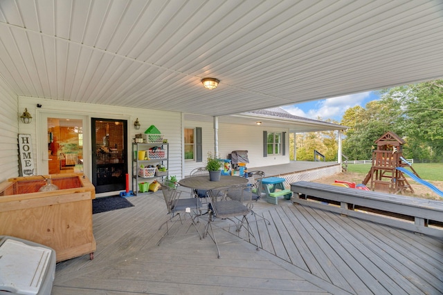 596 Clifty Creek Rd, Oakdale, TN 37829 - deck with outdoor dining space and a playground