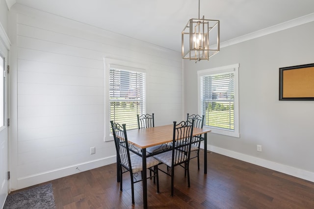 131 Winesap Way SW, Cleveland, TN 37311 - dining area featuring dark wood-style floors, a chandelier, baseboards, and ornamental molding