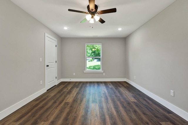 810 Cedar Springs Rd, Athens, TN 37303 - spare room with baseboards, dark wood-style floors, ceiling fan, and recessed lighting