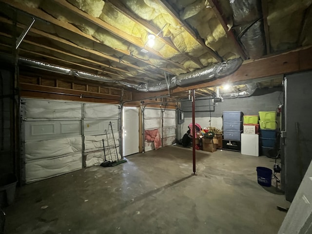 unfinished below grade area with a garage