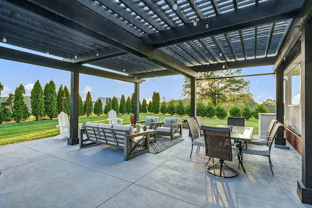 view of patio / terrace with a pergola and an outdoor hangout area