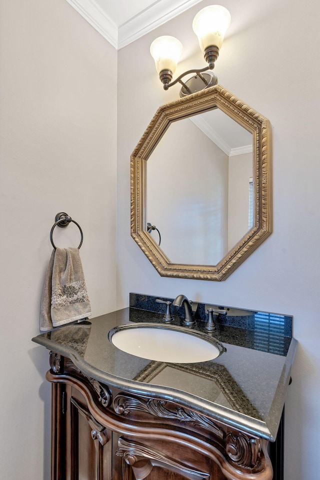 bathroom featuring vanity and crown molding