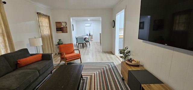 living room with light wood-type flooring