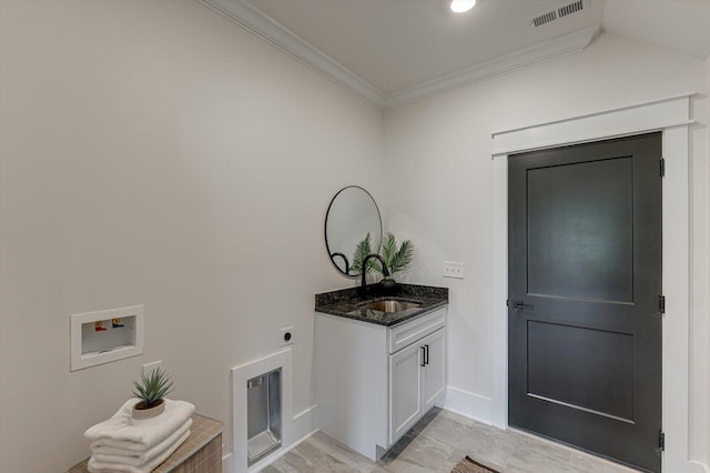 111 Arthur Ln NW, Cleveland, TN 37312 - washroom featuring hookup for a washing machine, crown molding, cabinet space, electric dryer hookup, and baseboards