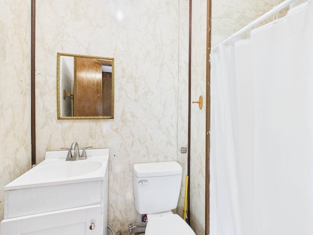174 E Jackson Ave, Spring City, TN 37381 - bathroom with vanity, toilet, and a shower with curtain