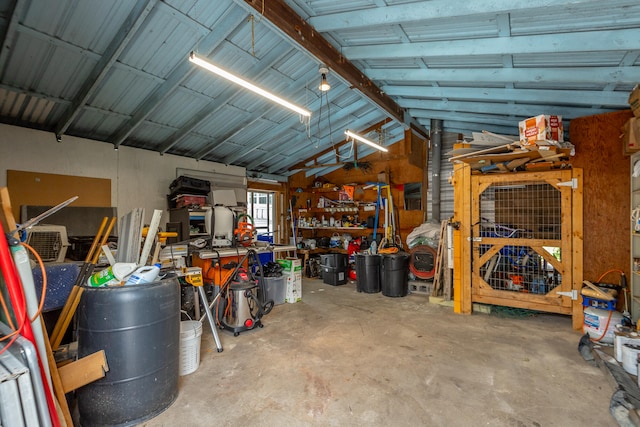 garage featuring a workshop area