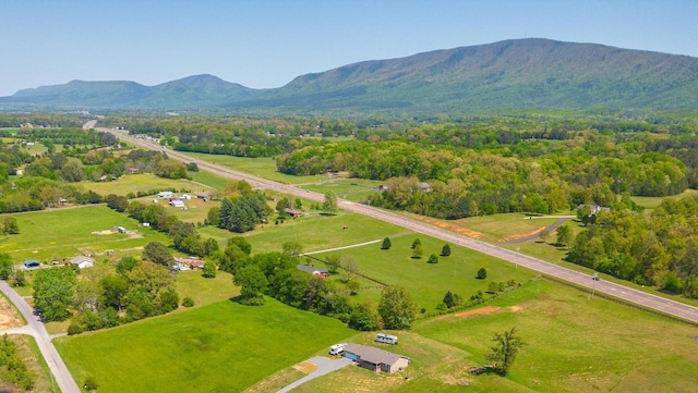 birds eye view of property featuring a mountain view