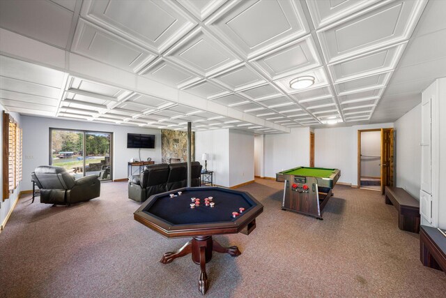 131 Corntassel Shrs, Vonore, TN 37885 - rec room with an ornate ceiling, baseboards, billiards, and carpet floors