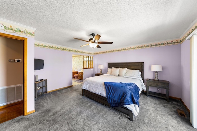 131 Corntassel Shrs, Vonore, TN 37885 - bedroom featuring baseboards, a textured ceiling, crown molding, carpet floors, and visible vents