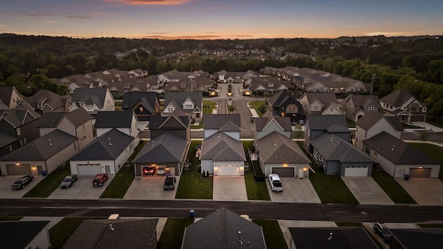 aerial view with a residential view