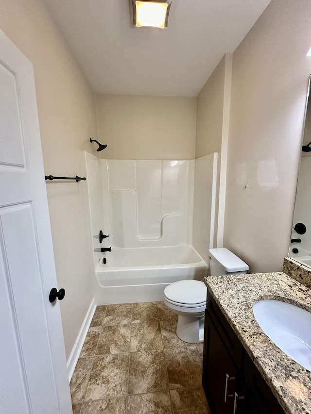 full bathroom with vanity, toilet, and shower / bath combination