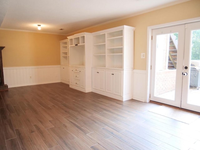 3611 Sourwood Trl NW, Cleveland, TN 37312 - empty room with a wainscoted wall, wood finished floors, french doors, and ornamental molding