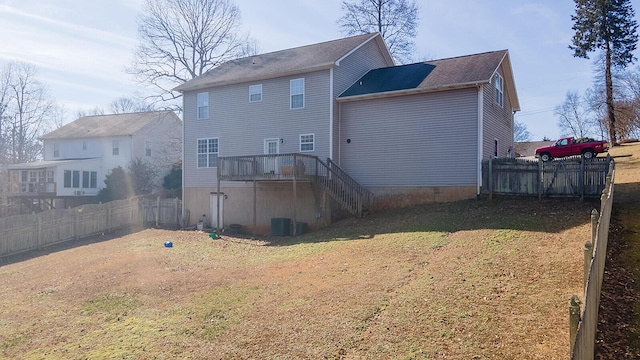 123 Carson Pl, Clinton, TN 37716 - back of house featuring a wooden deck, stairs, and roof with shingles
