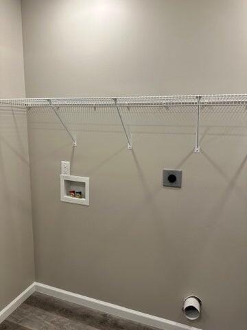 laundry area featuring hookup for a washing machine, wood-type flooring, and hookup for an electric dryer