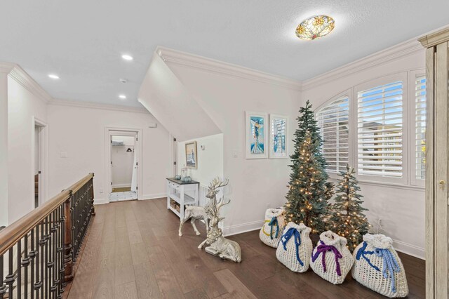 944 Ironwood Ln, Loudon, TN 37774 - hall with dark hardwood / wood-style flooring and ornamental molding