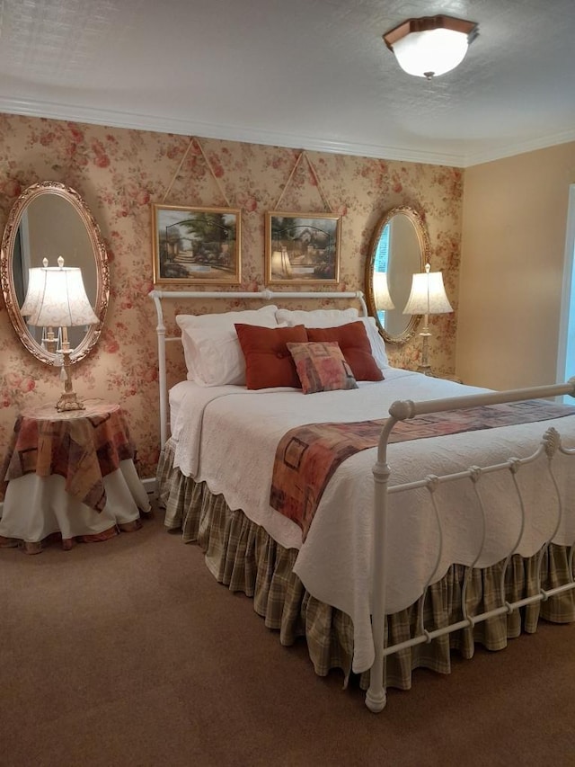 260 Sequoia Rd NW, Cleveland, TN 37312 - bedroom featuring wallpapered walls, crown molding, and carpet floors