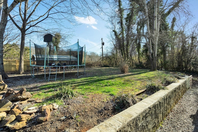 view of yard with a trampoline