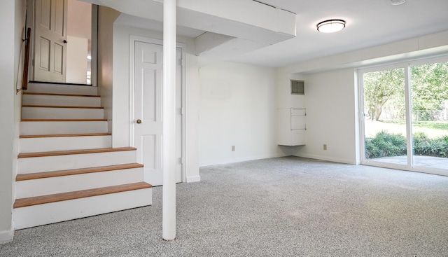 basement featuring carpet floors