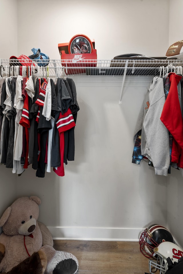 spacious closet with wood finished floors