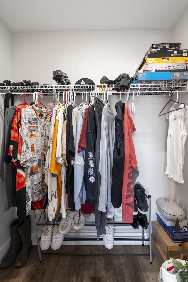spacious closet with wood finished floors