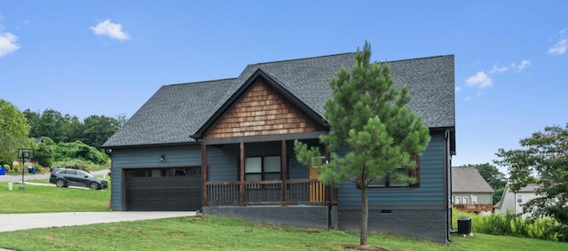 264 Courtland Crest Dr SW, Cleveland, TN 37311 - view of front facade featuring a front lawn, an attached garage, covered porch, driveway, and a shingled roof
