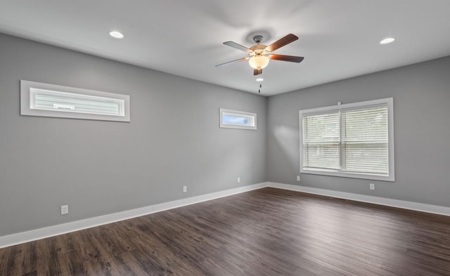 264 Courtland Crest Dr SW, Cleveland, TN 37311 - spare room featuring a ceiling fan, dark wood finished floors, and recessed lighting