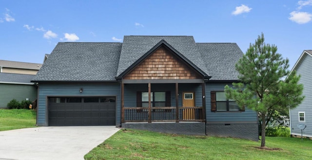 264 Courtland Crest Dr SW, Cleveland, TN 37311 - view of front facade with an attached garage, covered porch, a front lawn, roof with shingles, and driveway