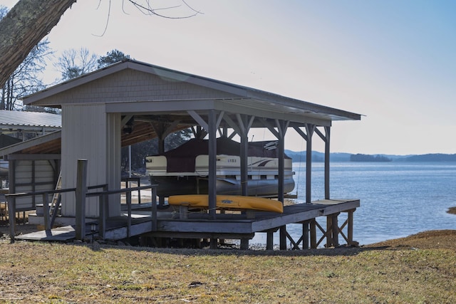 view of dock featuring a water view