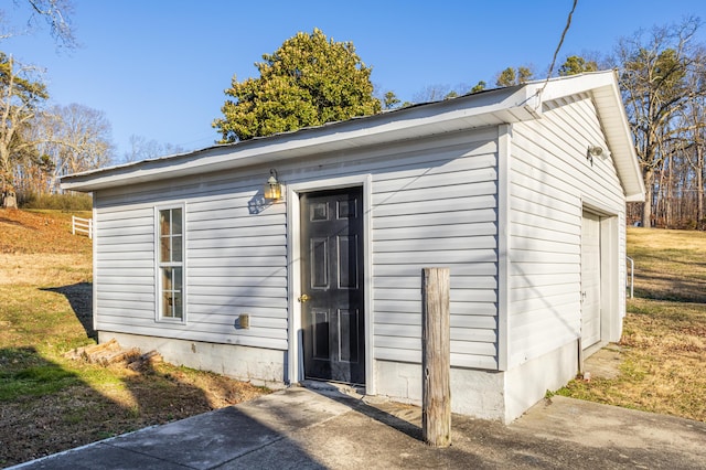 exterior space with a garage