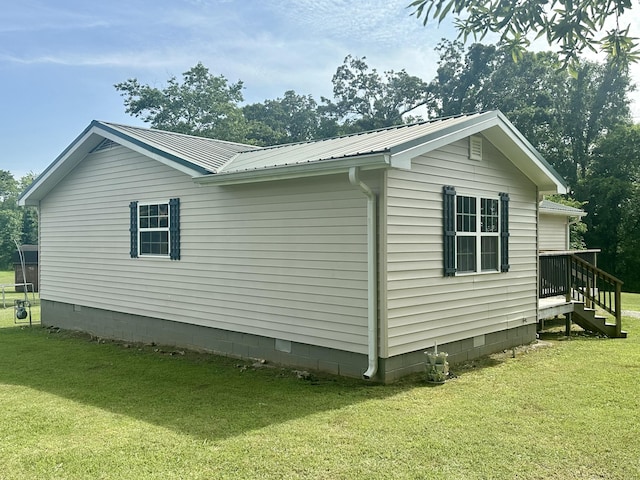 175 Sunset Estates Ln, Dayton, TN 37321 - view of property exterior with a lawn, metal roof, and crawl space