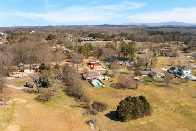 bird's eye view with a mountain view