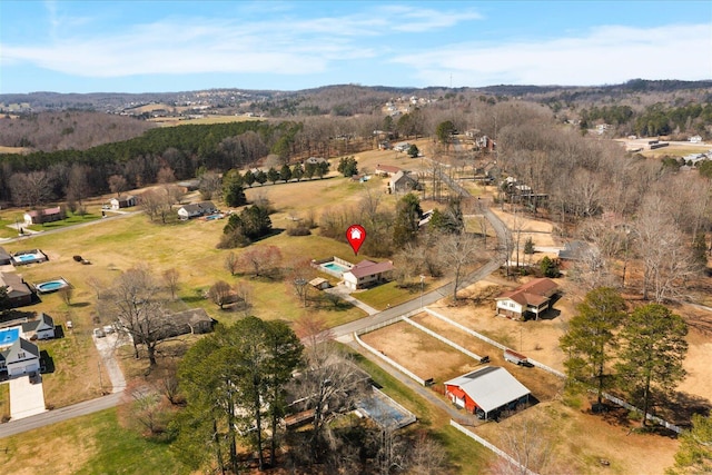 drone / aerial view with a rural view