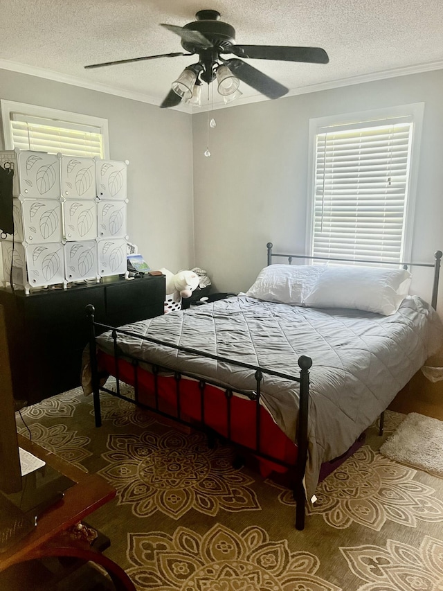 9 Edwards Ter, Chattanooga, TN 37412 - bedroom featuring crown molding, a textured ceiling, and a ceiling fan
