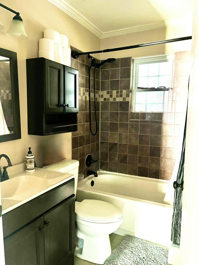 9 Edwards Ter, Chattanooga, TN 37412 - full bathroom featuring ornamental molding, shower / tub combo with curtain, vanity, and tile patterned floors