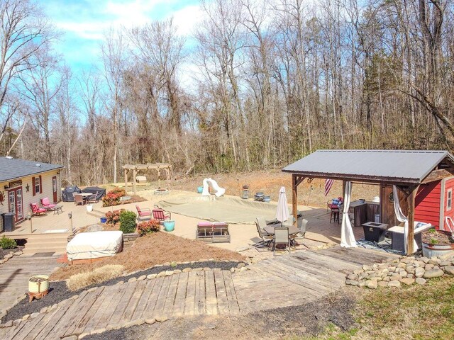 view of yard with a deck