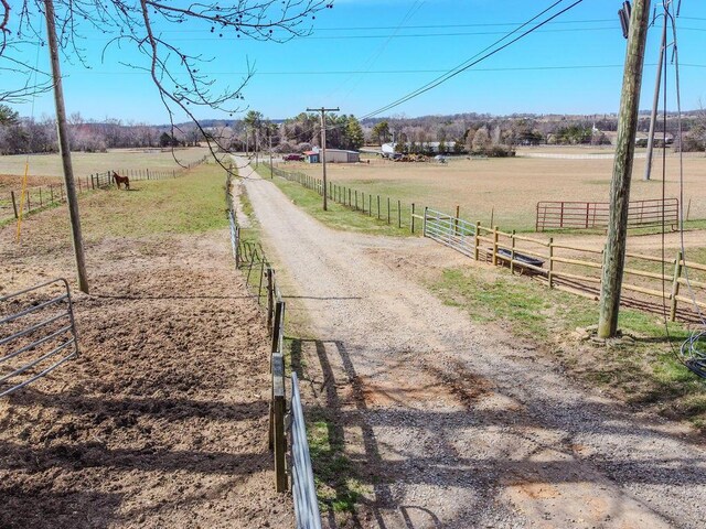 view of road with a rural view