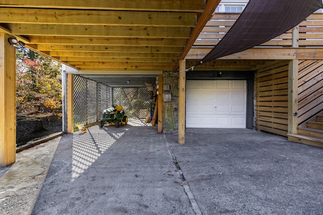 exterior space featuring a carport